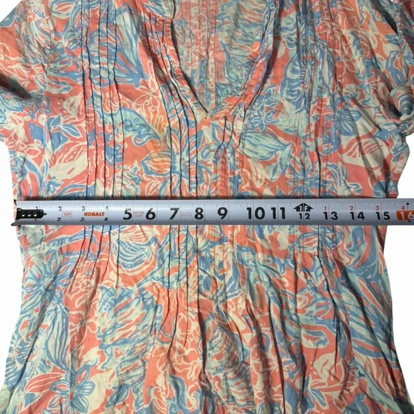 Lilly Pulitzer Women’s Sarasota Tunic Pink Sun Ray V-Neck 3/4 Sleeve Top Small - Picture 10 of 12